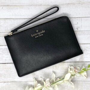 KATE SPADE Leather Wristlet/Clutch with Gold Details